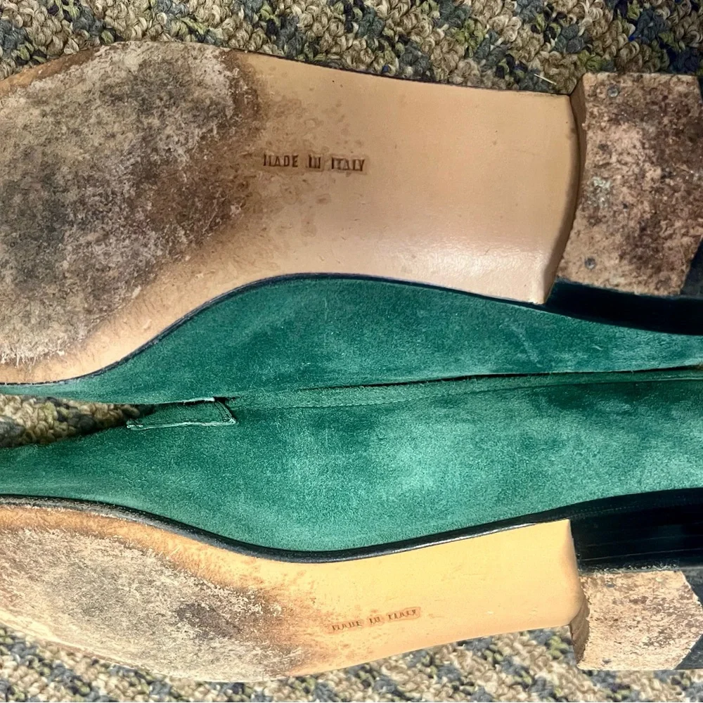 Salvatore Ferragamo Emerald Green Loafers with Gold Detail - Picture 3 of 3